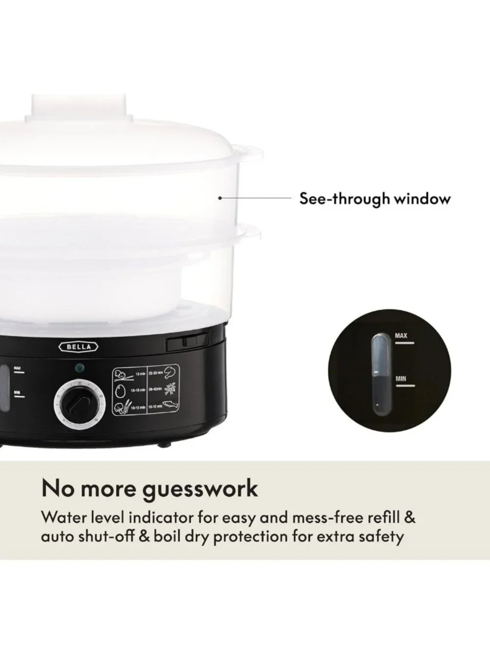 Two Tier Food Steamer with Stackable Baskets - Healthy Cooking, Black Kitchen
